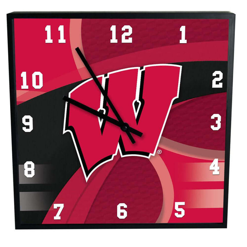 12 Inch Square Carbon Fiber Clock | Wisconsin Badgers COL, OldProduct, WIS, Wisconsin Badgers 687746378817 $25
