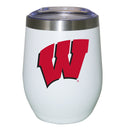 12oz White Stainless Steel Stemless Tumbler | Wisconsin Badgers COL, CurrentProduct, Drinkware_category_All, WIS, Wisconsin Badgers 194207624920 $27.49