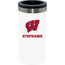 12oz Personalized White Stainless Steel Slim Can Holder | Wisconsin Badgers