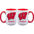 15oz Inner Color Personalized Ceramic Mug | Wisconsin Badgers 2790PER, COL, CurrentProduct, Drinkware_category_All, Personalized_Personalized, WIS, Wisconsin Badgers  $27.99