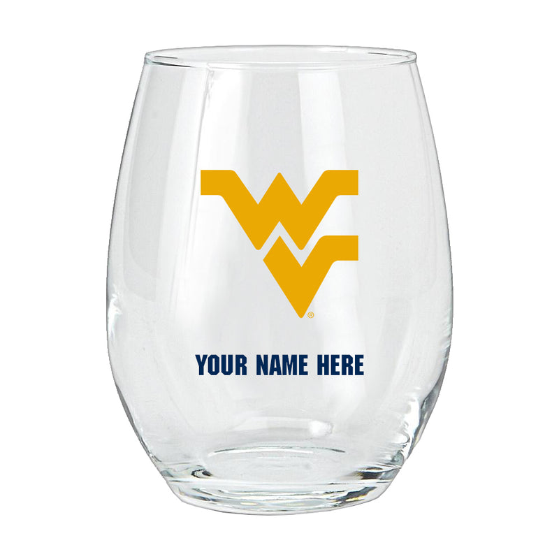 15oz Personalized Stemless Glass | West Virginia Mountaineers