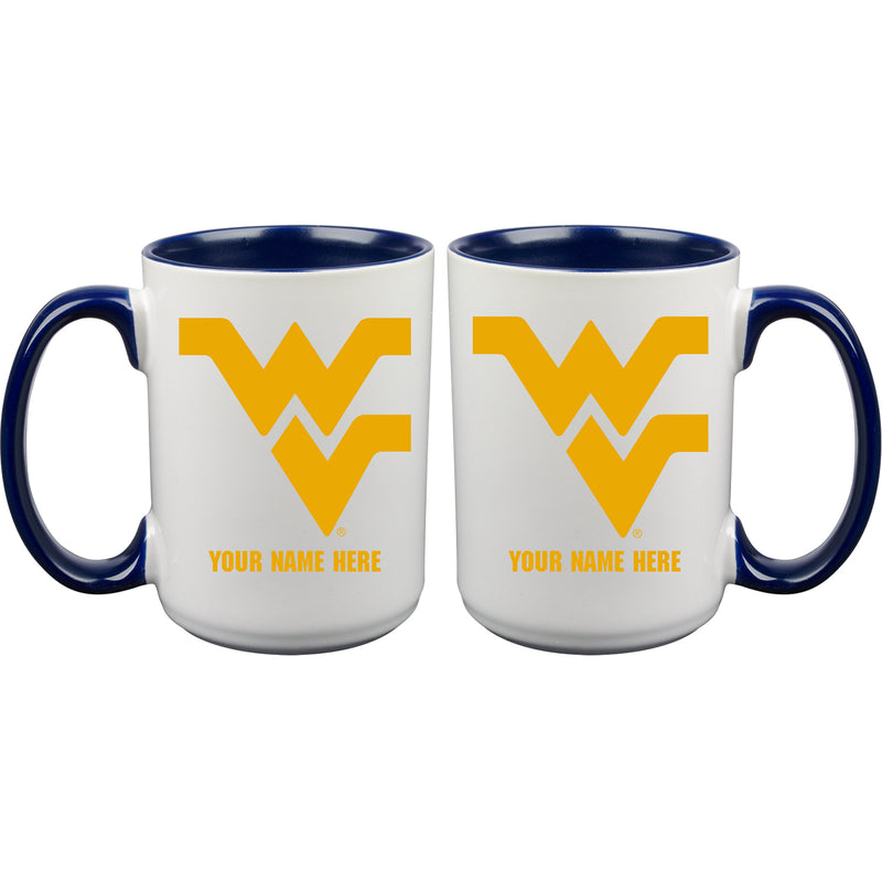 15oz Inner Color Personalized Ceramic Mug | West Virginia Mountaineers 2790PER, COL, CurrentProduct, Drinkware_category_All, Personalized_Personalized, West Virginia Mountaineers, WVI  $27.99