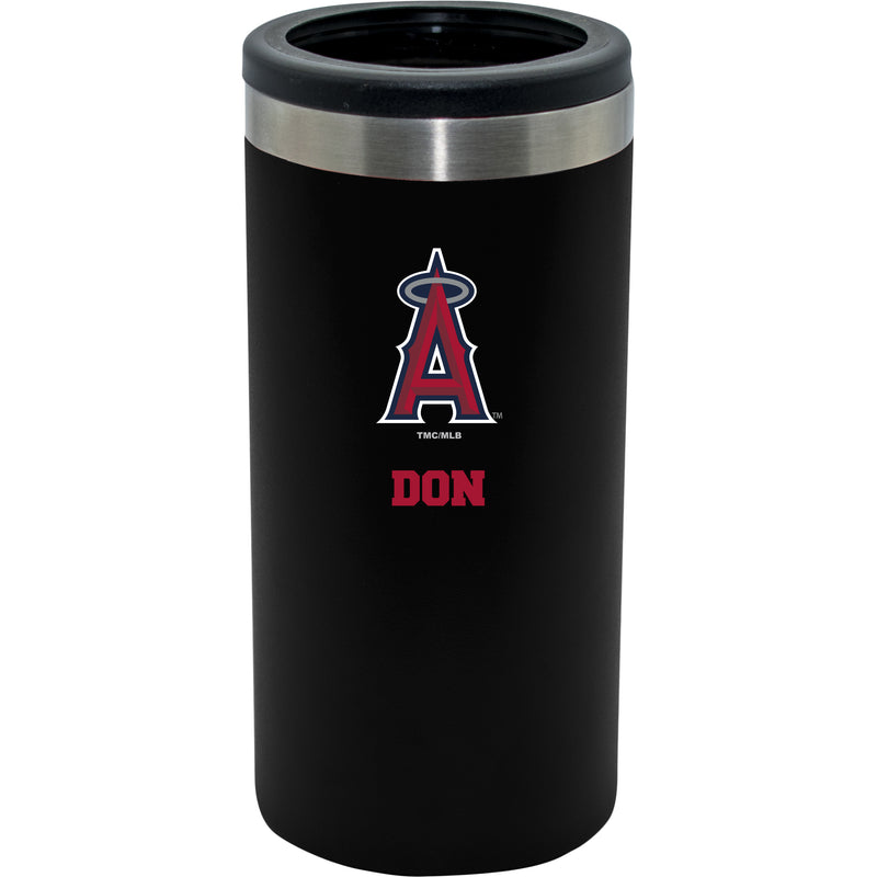 12oz Personalized Black Stainless Steel Slim Can Holder | Los Angeles Angels