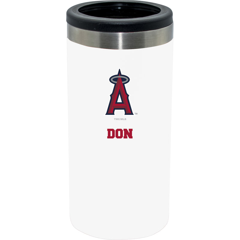 12oz Personalized White Stainless Steel Slim Can Holder | Los Angeles Angels