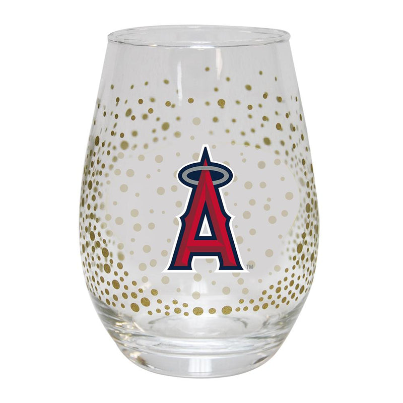 15oz Glitter Stemless Wine Glass | Anaheim Angels AAN, Los Angeles Angels, MLB, OldProduct 888966965232 $14