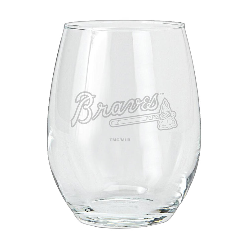 15oz Etched Stemless Tumbler | Atlanta Braves ABR, Atlanta Braves, CurrentProduct, Drinkware_category_All, MLB 194207265512 $12.49