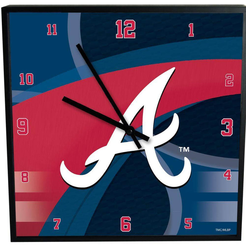 12 Inch Square Carbon Fiber Clock | Atlanta Braves ABR, Atlanta Braves, MLB, OldProduct 687746320380 $25