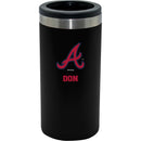 12oz Personalized Black Stainless Steel Slim Can Holder | Atlanta Braves