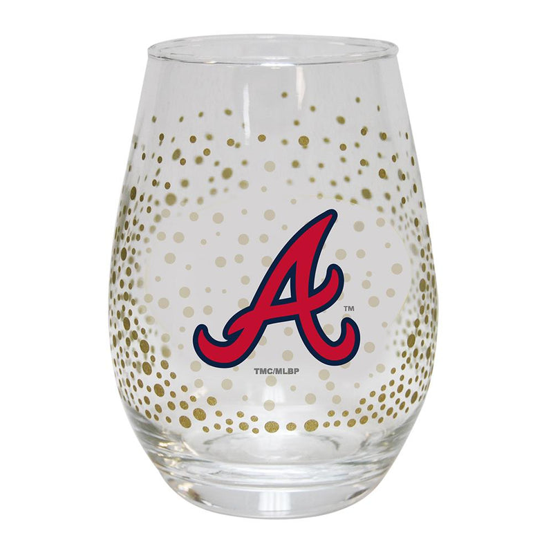 15oz Glitter Stemless Wine Gls BRAVES ABR, Atlanta Braves, MLB, OldProduct 888966965249 $14