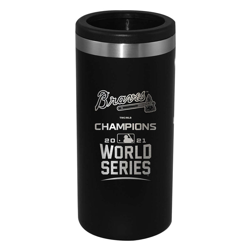 12oz  Etched Black Stainless Steel Slim Can Holder | 2021 MLB World Series ABR, Atlanta Braves, C21, Drinkware_category_All, MLB  $28.5