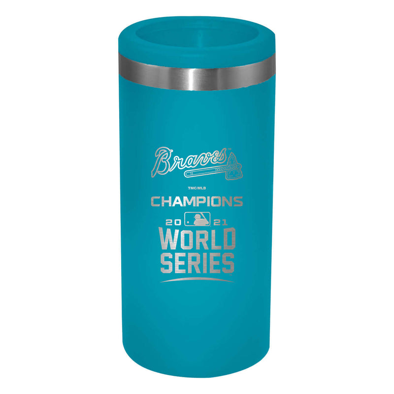 12oz  Etched Teal Stainless Steel Slim Can Holder | 2021 MLB World Series ABR, Atlanta Braves, C21, Drinkware_category_All, MLB  $28.5