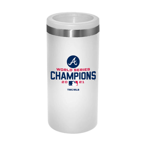 12oz  White Stainless Steel Slim Can Holder | 2021 MLB World Series ABR, Atlanta Braves, C21, Drinkware_category_All, MLB  $28.5