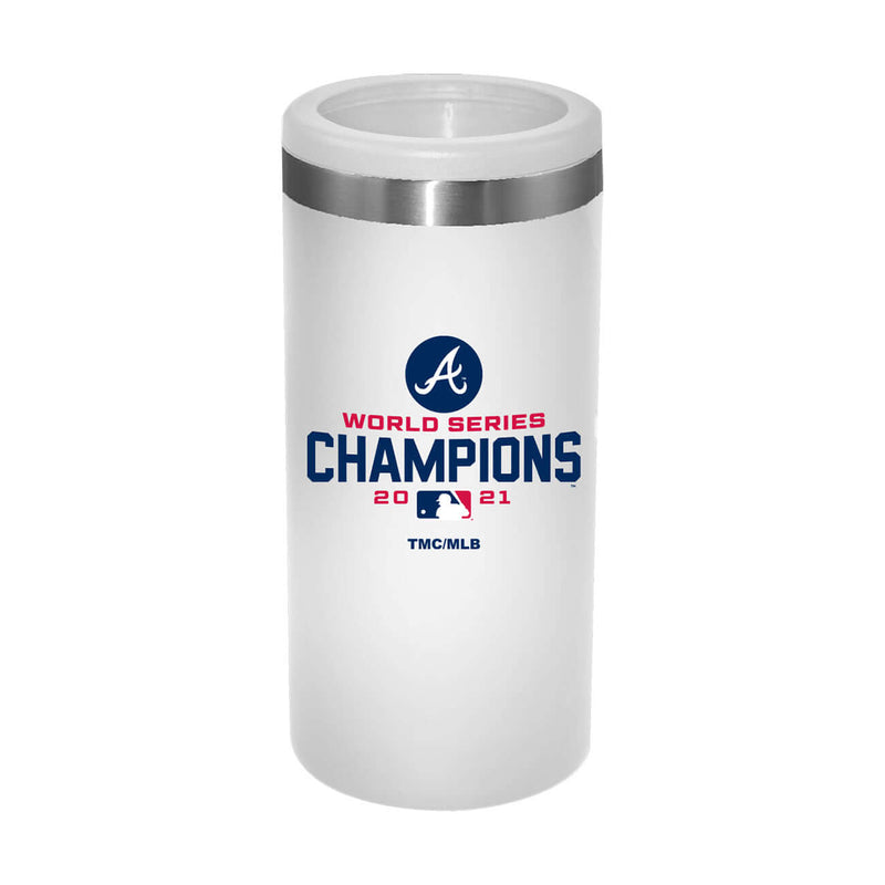 12oz  White Stainless Steel Slim Can Holder | 2021 MLB World Series ABR, Atlanta Braves, C21, Drinkware_category_All, MLB  $28.5