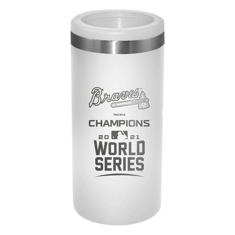 12oz  Etched White Stainless Steel Slim Can Holder | 2021 MLB World Series ABR, Atlanta Braves, C21, Drinkware_category_All, MLB  $28.5