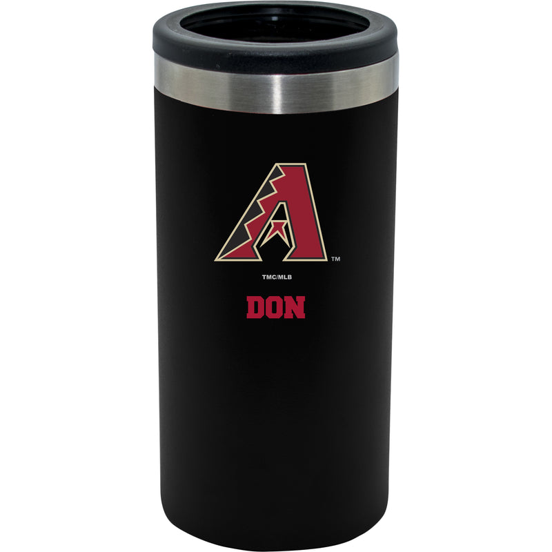 12oz Personalized Black Stainless Steel Slim Can Holder | Arizona Diamondbacks