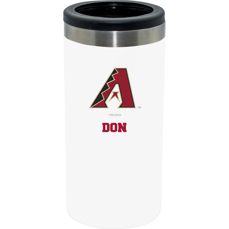 12oz Personalized White Stainless Steel Slim Can Holder | Arizona Diamondbacks