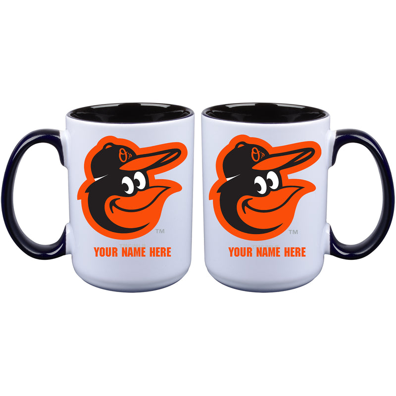 15oz Inner Color Personalized Ceramic Mug | Baltimore Orioles 2790PER, Baltimore Orioles, BOR, CurrentProduct, Drinkware_category_All, MLB, Personalized_Personalized  $27.99