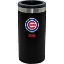 12oz Personalized Black Stainless Steel Slim Can Holder | Chicago Cubs