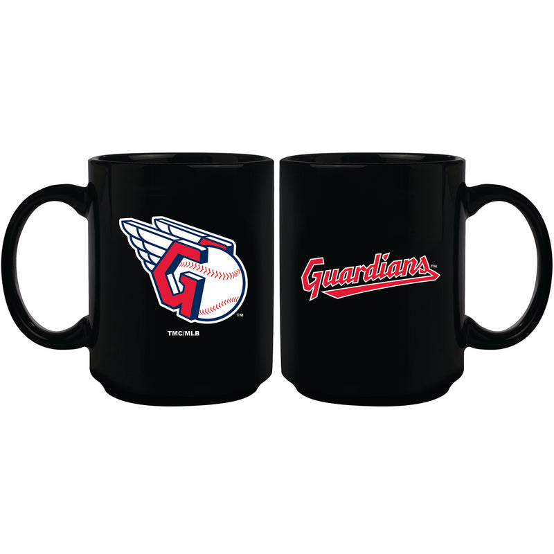 15oz Black Ceramic Mug | Cleveland Guardians CGU, Cleveland Guardians, CurrentProduct, Drinkware_category_All, MLB  $15.49