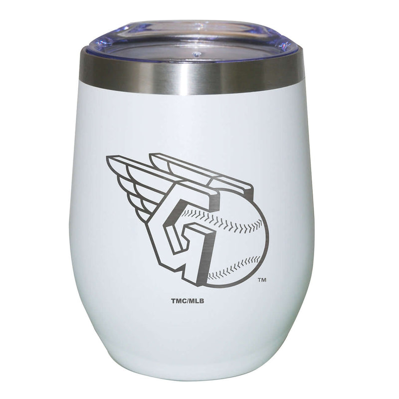 12oz White Etched Stainless Steel Stemless Tumbler | Cleveland Guardians CGU, Cleveland Guardians, CurrentProduct, Drinkware_category_All, MLB  $27.49