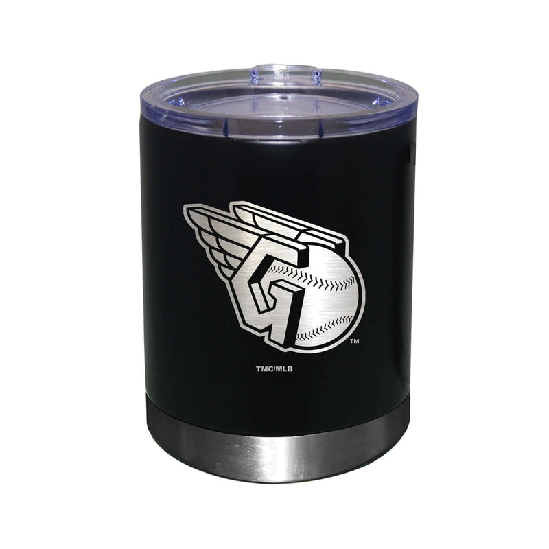 12oz Black Stainless Steel Etched lowball Tumbler | Cleveland Guardians CGU, Cleveland Guardians, CurrentProduct, Drinkware_category_All, MLB  $27.49