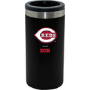 12oz Personalized Black Stainless Steel Slim Can Holder | Cincinnati Reds