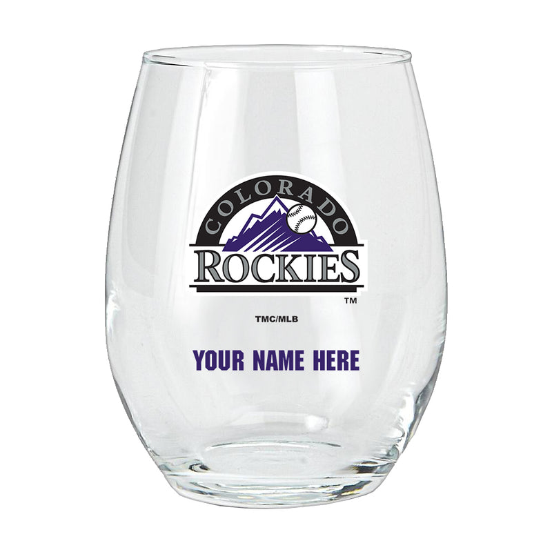15oz Personalized Stemless Glass | Colorado Rockies