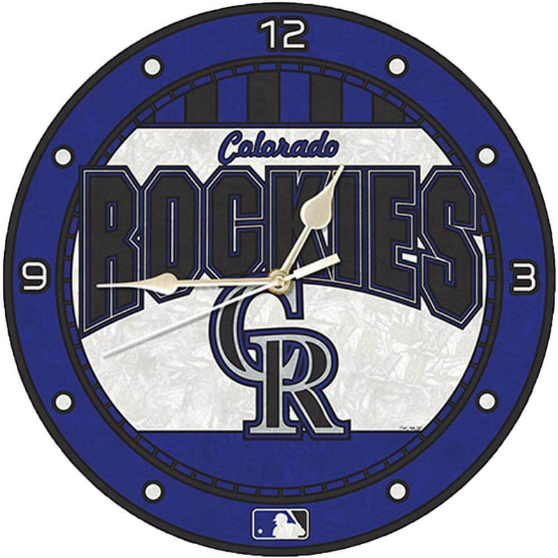 12 Inch Art Glass Clock | Colorado Rockies Colorado Rockies, CRK, CurrentProduct, Home & Office_category_All, MLB 687746446103 $38.49