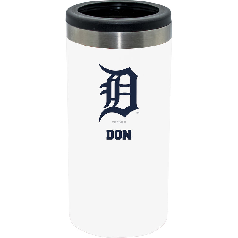 12oz Personalized White Stainless Steel Slim Can Holder | Detroit Tigers