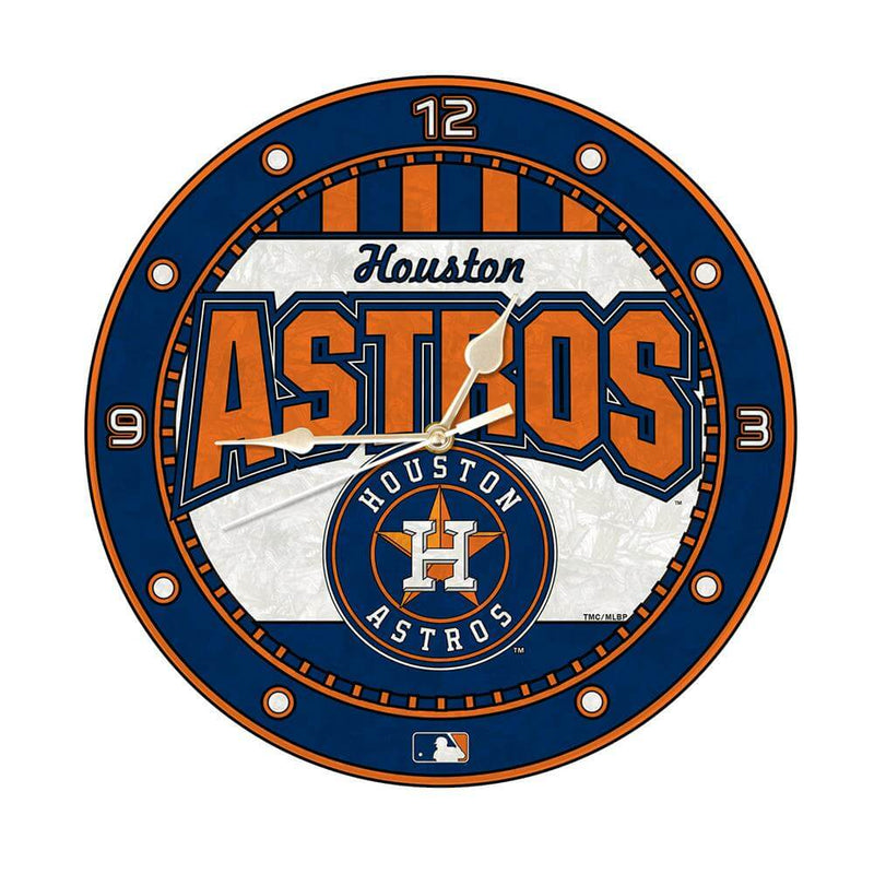 12 Inch Art Glass Clock | Houston Astros CurrentProduct, HAS, Home & Office_category_All, Houston Astros, MLB 687746446141 $38.49