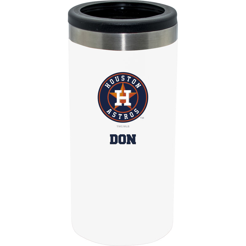 12oz Personalized White Stainless Steel Slim Can Holder | Houston Astros