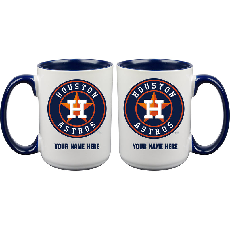 15oz Inner Color Personalized Ceramic Mug | Houston Astros 2790PER, CurrentProduct, Drinkware_category_All, HAS, Houston Astros, MLB, Personalized_Personalized  $27.99