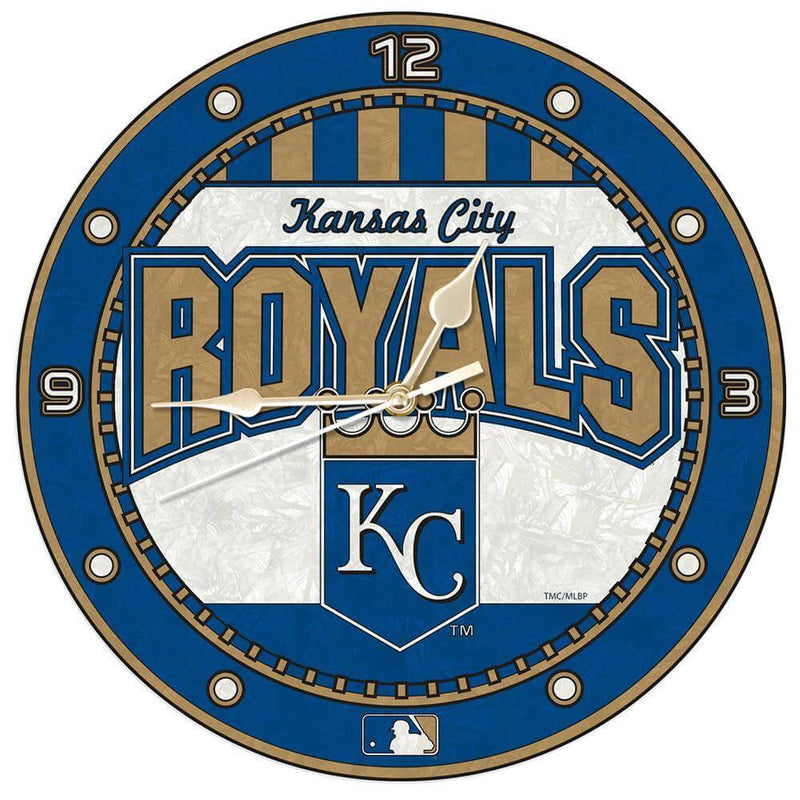 12 Inch Art Glass Clock | Kansas City Royals CurrentProduct, Home & Office_category_All, Kansas City Royals, KCR, MLB 687746446158 $38.49