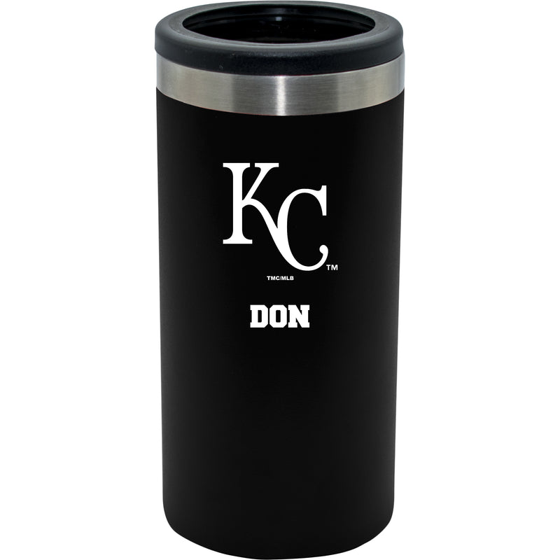 12oz Personalized Black Stainless Steel Slim Can Holder | Kansas City Royals