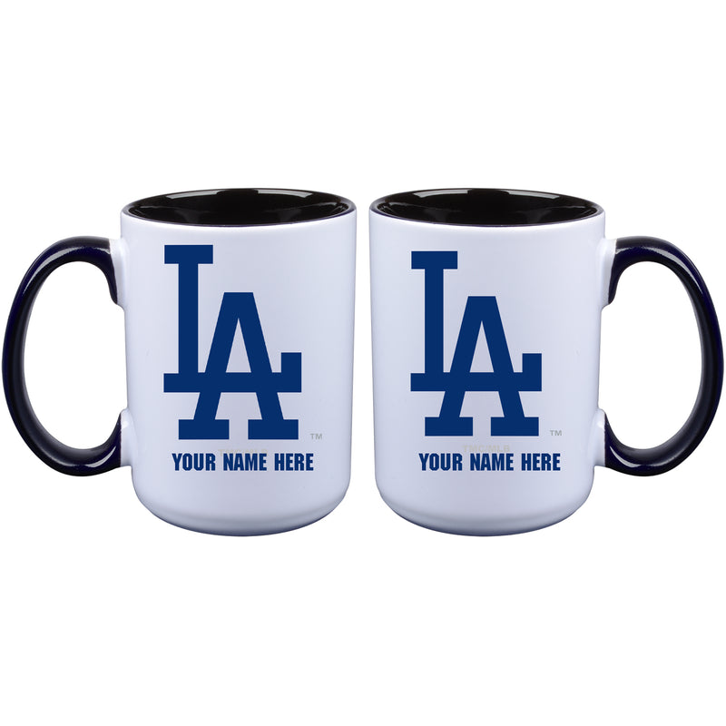 15oz Inner Color Personalized Ceramic Mug | Los Angeles Dodgers 2790PER, CurrentProduct, Drinkware_category_All, LAD, Los Angeles Dodgers, MLB, Personalized_Personalized  $27.99
