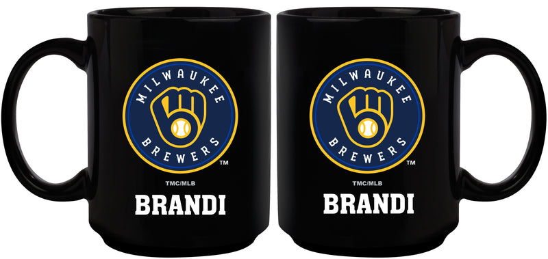 15oz Black Personalized Ceramic Mug | Milwaukee Brewers CurrentProduct, Drinkware_category_All, Engraved, MBR, Milwaukee Brewers, MLB, Personalized_Personalized 194207502273 $21.86