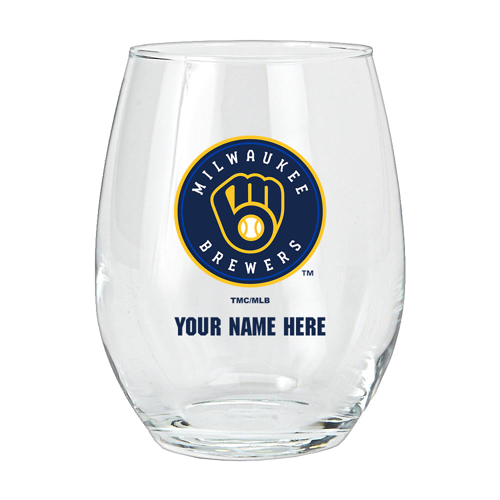 15oz Personalized Stemless Glass | Milwaukee Brewers