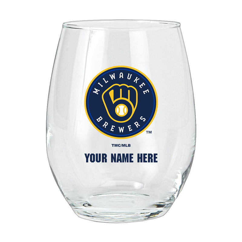 15oz Personalized Stemless Glass | Milwaukee Brewers