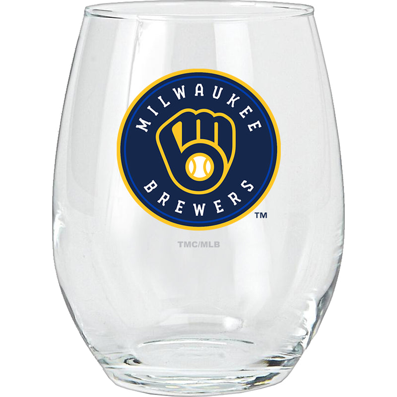 15oz Stemless Glass Tumbler | Milwaukee Brewers