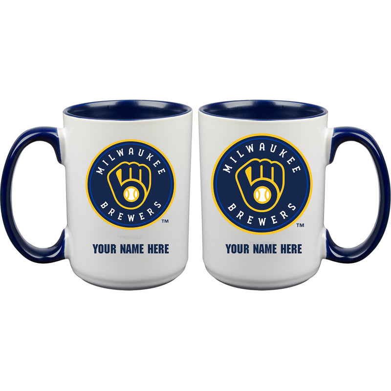 15oz Inner Color Personalized Ceramic Mug | Milwaukee Brewers 2790PER, CurrentProduct, Drinkware_category_All, MBR, Milwaukee Brewers, MLB, Personalized_Personalized  $27.99
