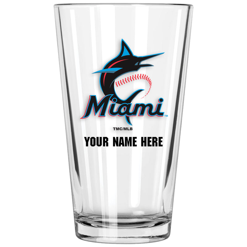 17oz Personalized Pint Glass | Miami Marlins