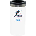 12oz Personalized White Stainless Steel Slim Can Holder | Miami Marlins