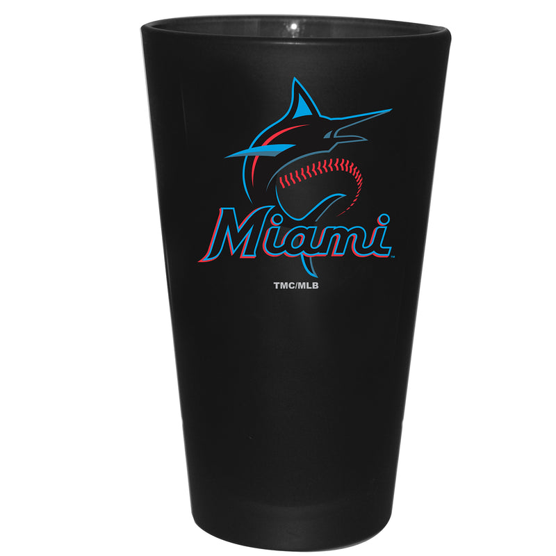 Copy of 16oz Team Color Frosted Glass | Miami Marlins