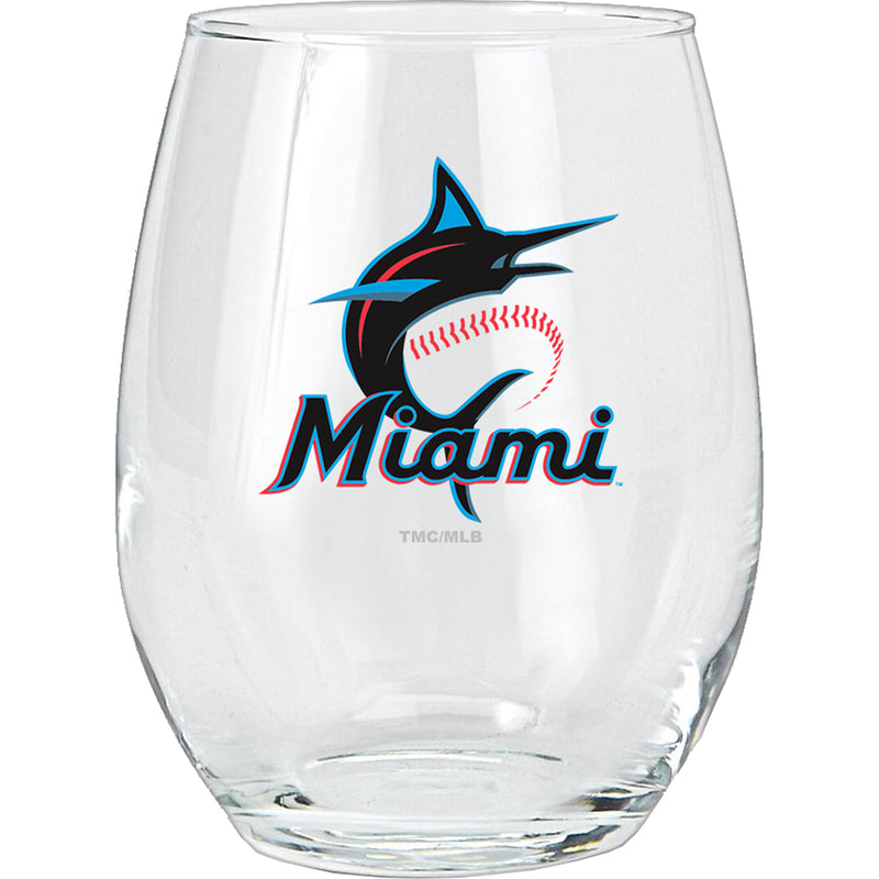 15oz Stemless Glass Tumbler | Miami Marlins