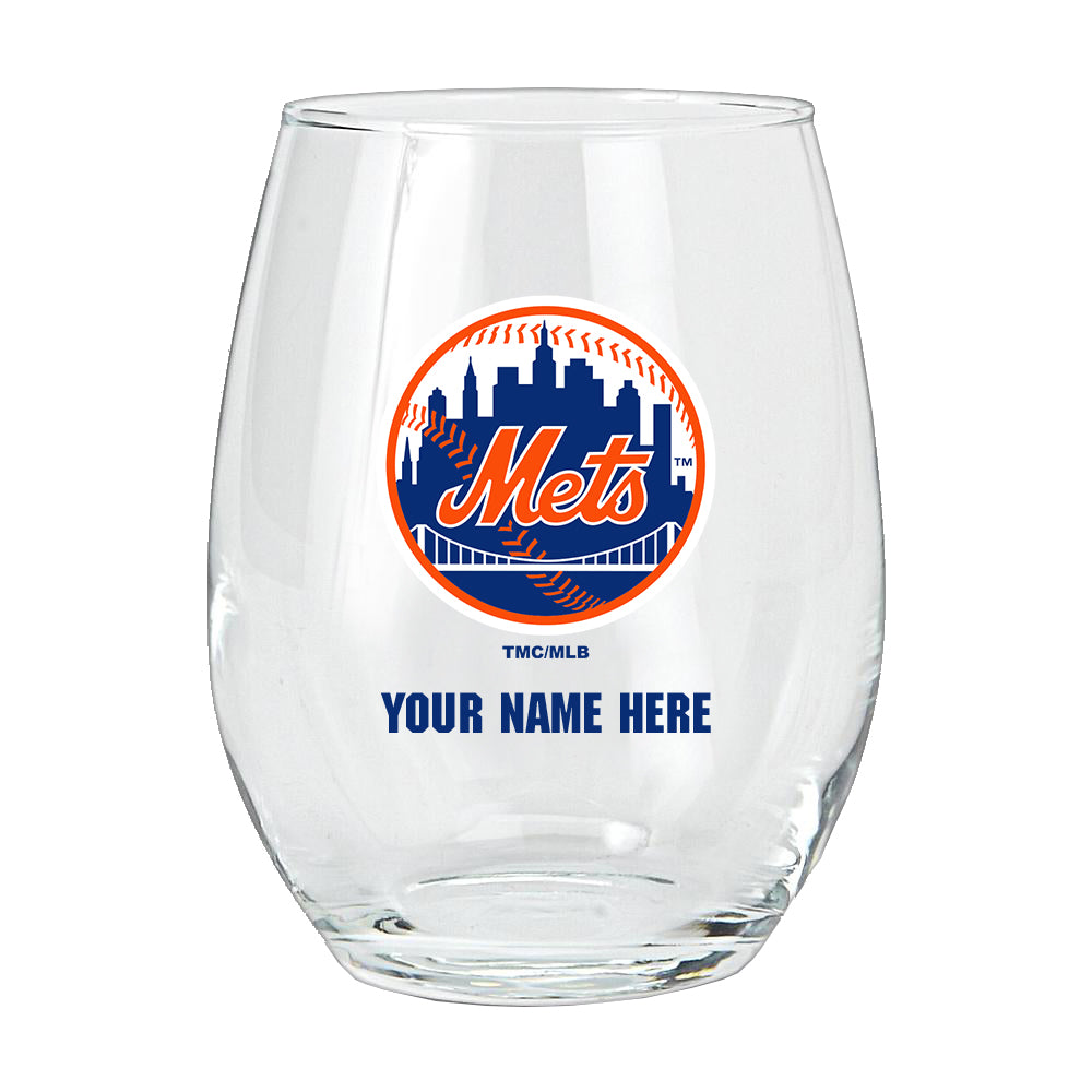 15oz Personalized Stemless Glass | New York Mets