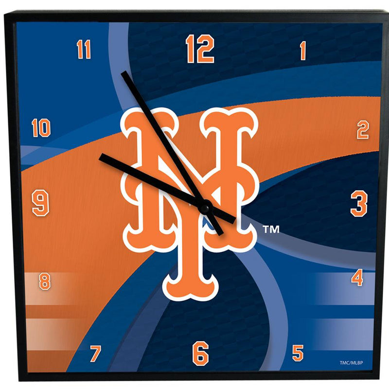 15 Inch Square Carbon Fiber Clock | New York Mets MLB, New York Mets, NYM, OldProduct 687746320540 $25