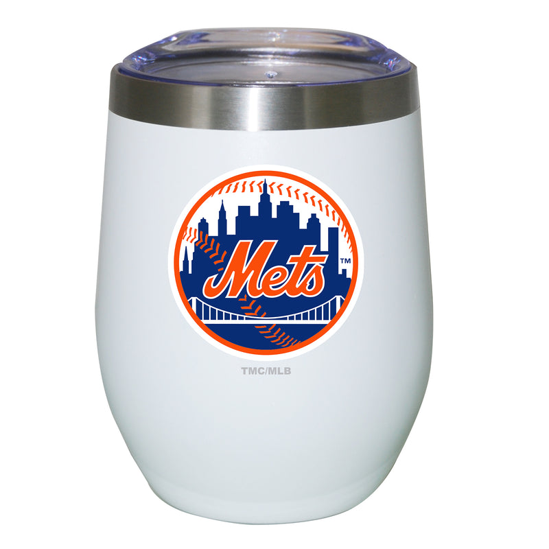 12oz White Stainless Steel Stemless Tumbler | New York Mets CurrentProduct, Drinkware_category_All, MLB, New York Mets, NYM 194207625125 $27.49