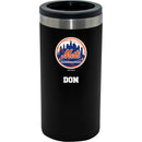 12oz Personalized Black Stainless Steel Slim Can Holder | New York Mets