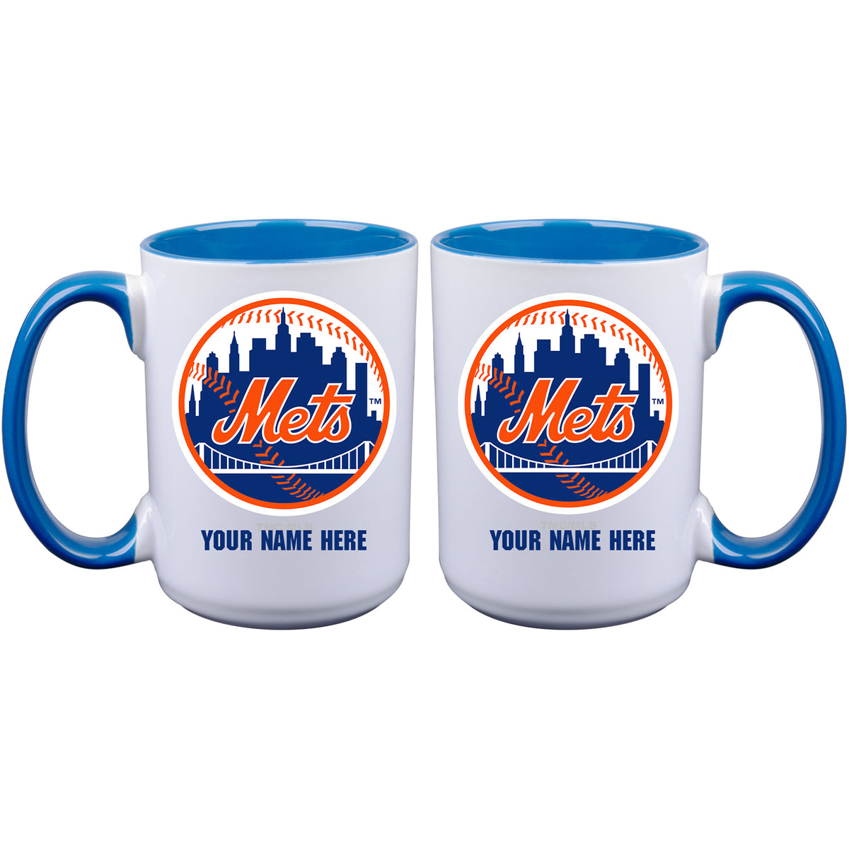 15oz Inner Color Personalized Ceramic Mug | New York Mets 2790PER, CurrentProduct, Drinkware_category_All, MLB, New York Mets, NYM, Personalized_Personalized  $27.99