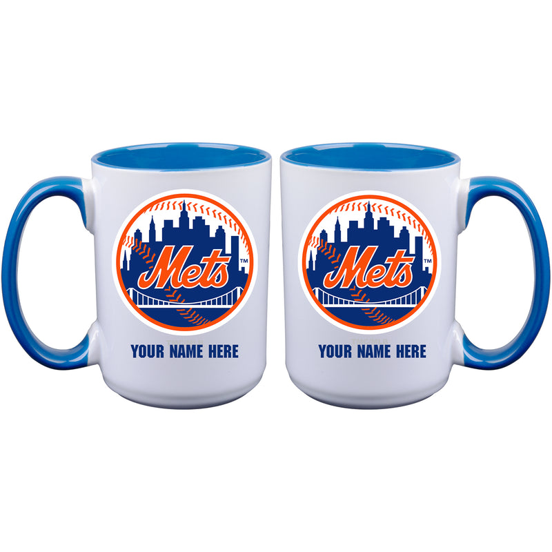 15oz Inner Color Personalized Ceramic Mug | New York Mets 2790PER, CurrentProduct, Drinkware_category_All, MLB, New York Mets, NYM, Personalized_Personalized  $27.99